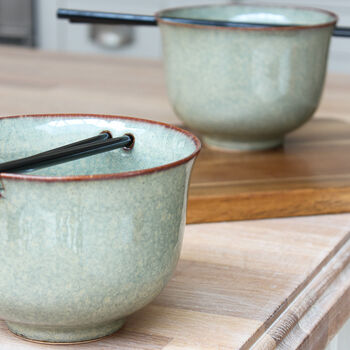 Ceramic Noodle Bowl Set With Chopsticks, 2 of 3