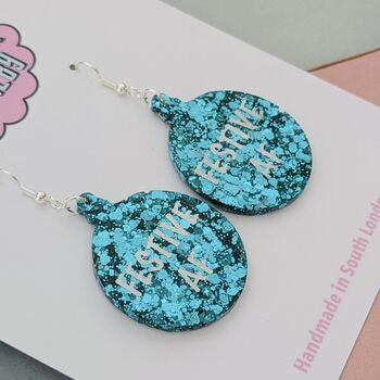 Festive Af Glitter Christmas Resin Earrings, 3 of 4