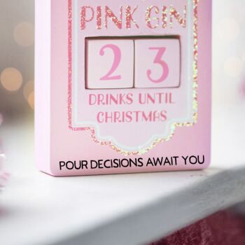 Custom Pink Sparkle Gin Christmas Countdown, 3 of 4