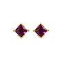 Yellow Gold Princess Cut Birthstone Earrings July Ruby, thumbnail 2 of 5