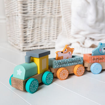 Personalised Wooden Animal Train Set, 4 of 4