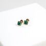Aurora Malachite And Gold Plated Square Stud Earrings, thumbnail 1 of 4