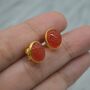 Carnelian Stud Earrings: Silver Or Gold, thumbnail 4 of 9