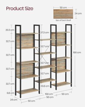 Bookcase Metal Frame Bookshelf Industrial Shelf Unit, 12 of 12