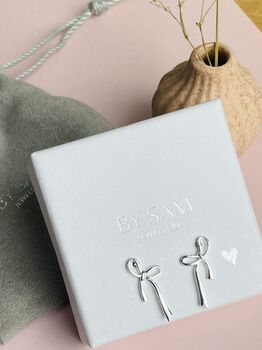 Silver And Gold Bow Bridesmaid Earrings, 11 of 12