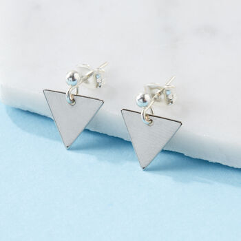 Silver Plated Triangle Earrings, 7 of 8