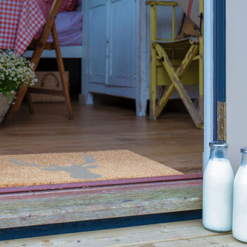 Country Home Stag Head Grey Print Doormat, 3 of 4