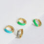Green Enamel Cz Reversible Huggie Hoop Earrings, thumbnail 3 of 10