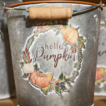 Set Of Three Hello Pumpkin Autumn Buckets, 4 of 5