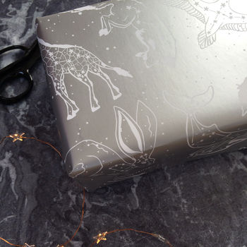 Silver Animal Star Constellations Wrapping Paper Set, 3 of 7