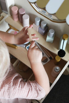 Personalised Wooden Beauty Salon Vanity Toy, 5 of 12