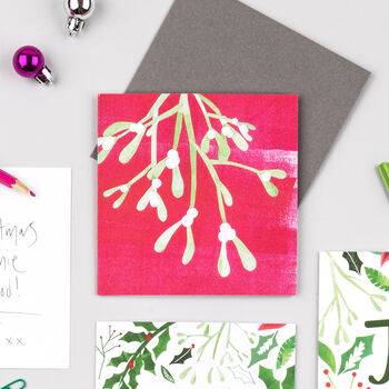 Pink Mistletoe Christmas Card, 5 of 10
