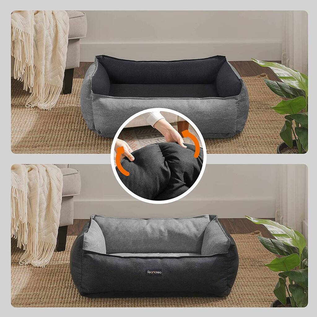 Grey Medium Size Reversible Washable Dog Bed By Momentum