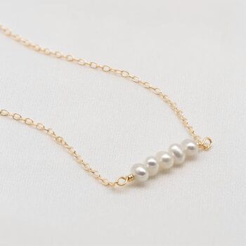 Eliana Tiny Pearl Bar Necklace, 2 of 3