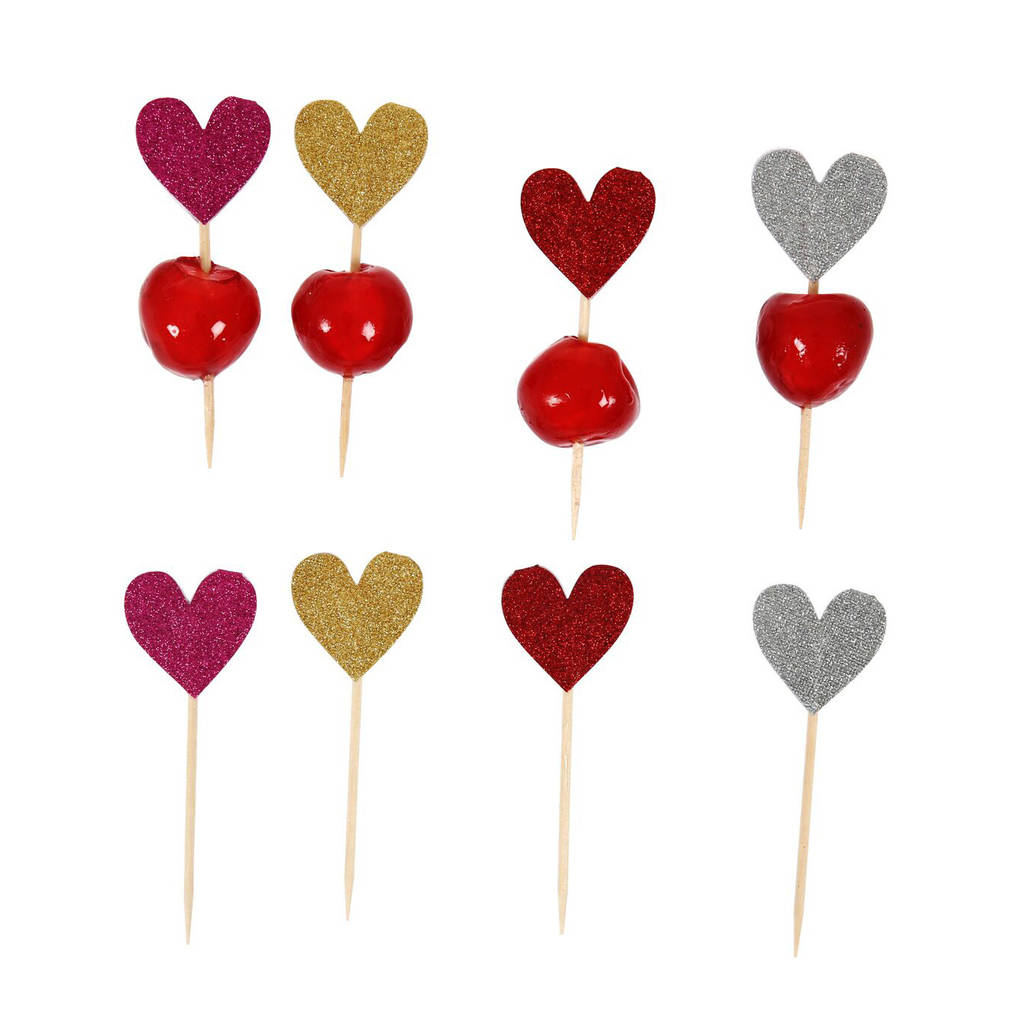 glitter heart cake toppers by postbox party