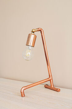 Industrial Copper Table Lamp – Handmade Pipe Desk Light, 3 of 7