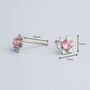 Sterling Silver Pink, Blue Or White Crystal Snowflake Stud Earrings, thumbnail 4 of 5