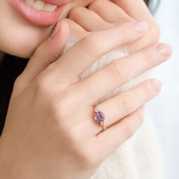 Lavender Amethyst Three Stone Ring In Silver And Gold Vermeil, 8 of 11