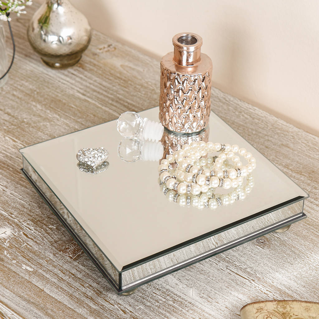 Personalised Mirrored Square Jewellery Tray By Dibor