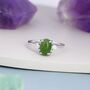 Genuine Oval Jade Stone Halo Ring In Sterling Silver, thumbnail 5 of 11