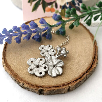 Sterling Silver Cherry Blossom Flower Necklace, 8 of 9