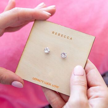 Personalised Silver Birthstone Crystal Earrings Card, 2 of 12