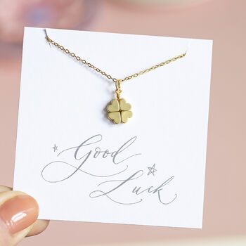 Gold Plated Four Leaf Clover Necklace, 4 of 9