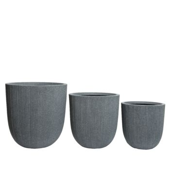 Grey Faux Cement Ribbed Planter, 2 of 2