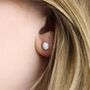 Oval Sterling Silver White Opal Stud Earrings, thumbnail 4 of 8