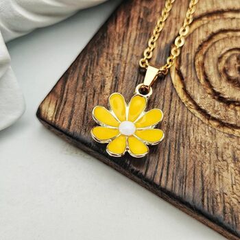 Boho Daisey Colourful Sun Flower Floral Charm Necklace, 4 of 4
