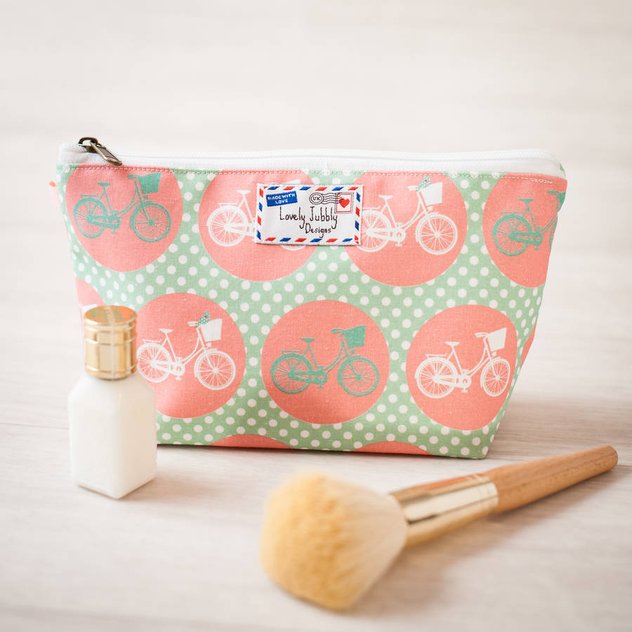 Bicycle Cycling Bike Gift Makeup Toiletry Wash Bag By Lovely Jubbly