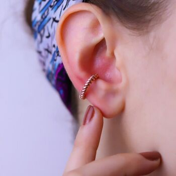 Chunky Twisted Ear Cuff No Piercing Sterling Silver, 3 of 7