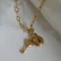 Detachable Cz Lock And Key Charm 18k Gold Pvd Plated Paperclip Dainty Necklace I, thumbnail 5 of 10
