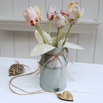 Handmade Linen Anniversary Tulips Jug Tag Option, 3 of 3