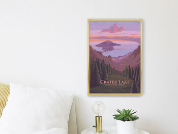 Crater Lake National Park USA Travel Poster Art Print, 3 of 8