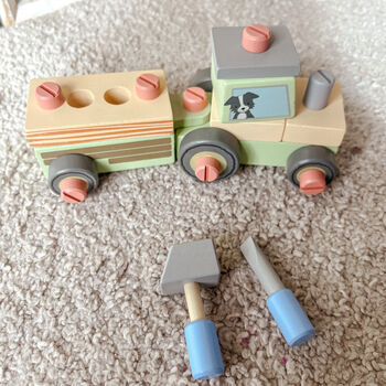 Wooden Tractor Build Yourself Toddler Christmas Gift, 5 of 8