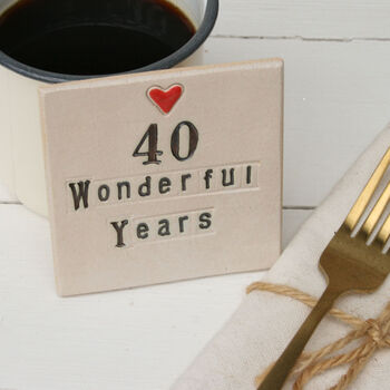 Personalised Wonderful Anniversary Ceramic Coaster, 4 of 5