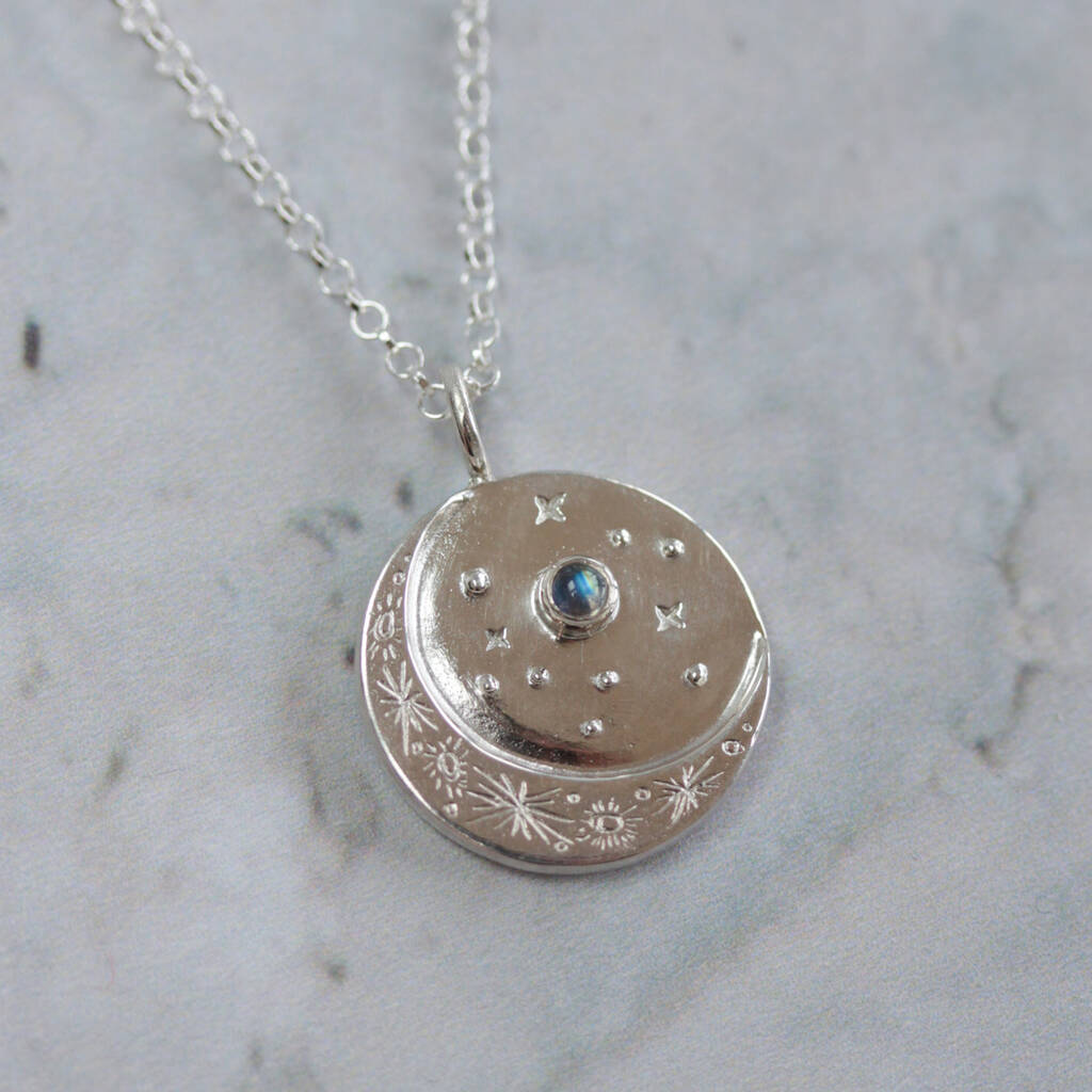 Moonstone Moon And Star Necklace By Erica Jewellery