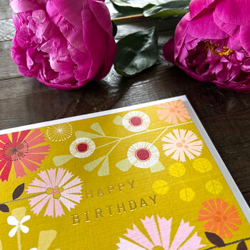 Gold Foiled Mustard Birthday Card, 5 of 5