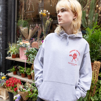 Ready To Eat Strawberry Unisex Graphic Hoodie In Grey, 2 of 6
