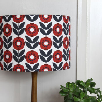 Drum Lampshade, Poppy In Red And Blue, 2 of 2