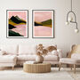 Pink Sky Mountain Landscape Set Of Three, thumbnail 4 of 10