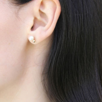Pearl Lunar Stud Earrings, 5 of 9