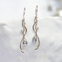 Molten Sterling Silver Pearl And Topaz Drop Earrings, thumbnail 1 of 7