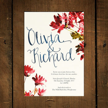 Watercolour Floral And Calligraphy Wedding Invitation, 2 of 12