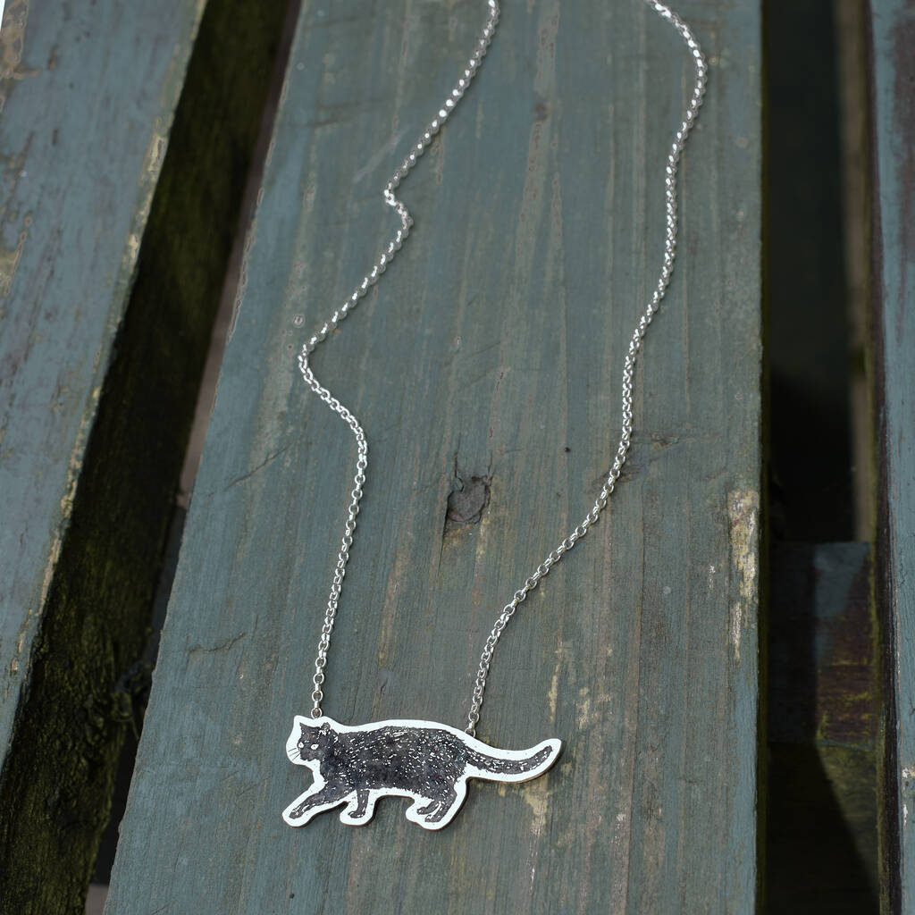 Black Cat Necklace By Fresh Fleeces