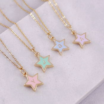 Mini Enamel Heart And Star Initial Necklace, 5 of 12