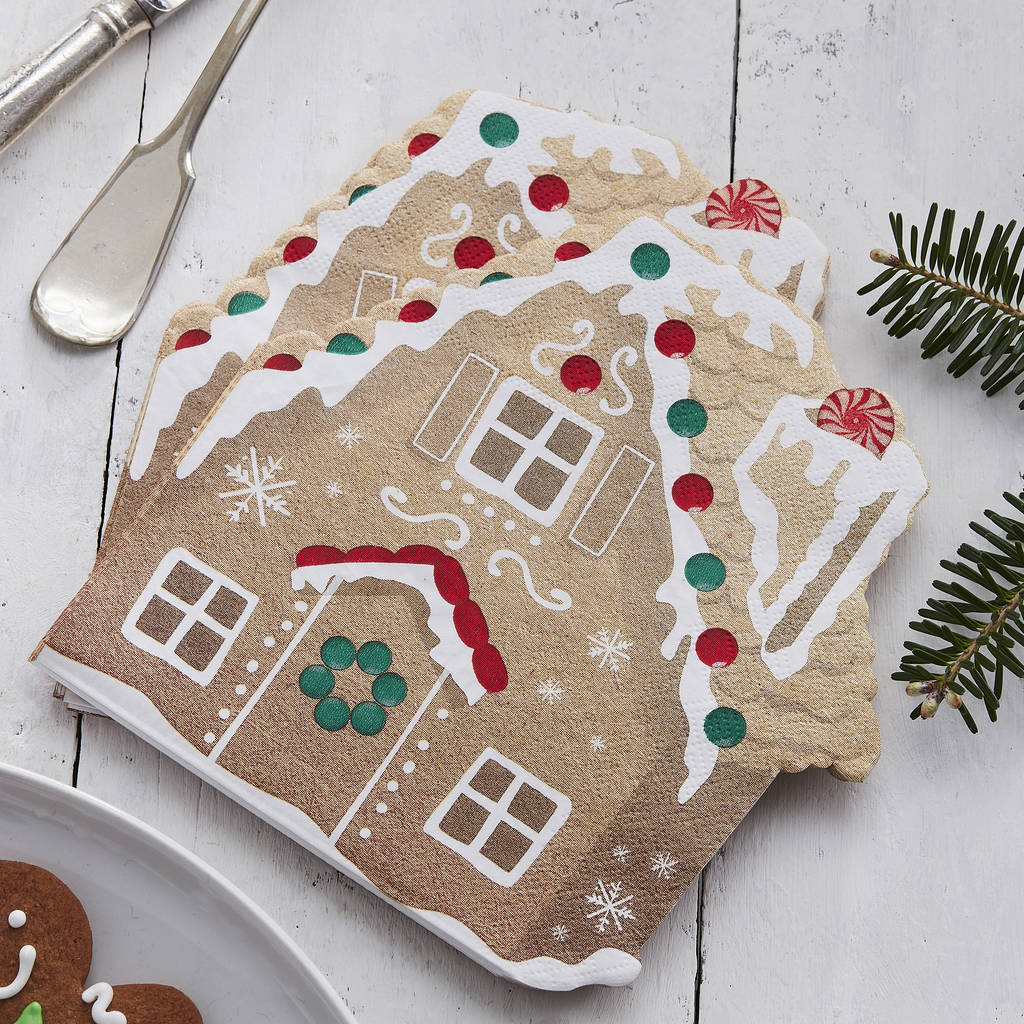 Christmas Gingerbread House Shaped Paper Napkin, 1 of 3
