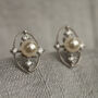 Silver Comet Pearl Stud Earrings, thumbnail 3 of 8