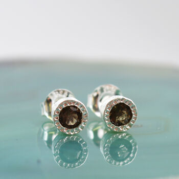 Smoked Quartz Sterling Silver Gemstone Stud Earrings, 2 of 12
